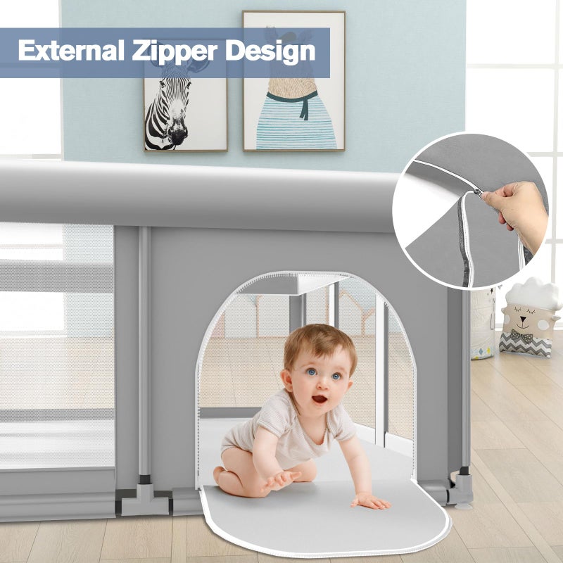 Jaobeem Large Baby Playpen for Babies and Toddlers, Playpen 74Ã—50, Large Baby Play Yards Indoor & Outdoor, Sturdy Safety Baby Play Pen with Soft Breathable Mesh, Toddlers Activity Center with Anti-Slip Base - Image 4