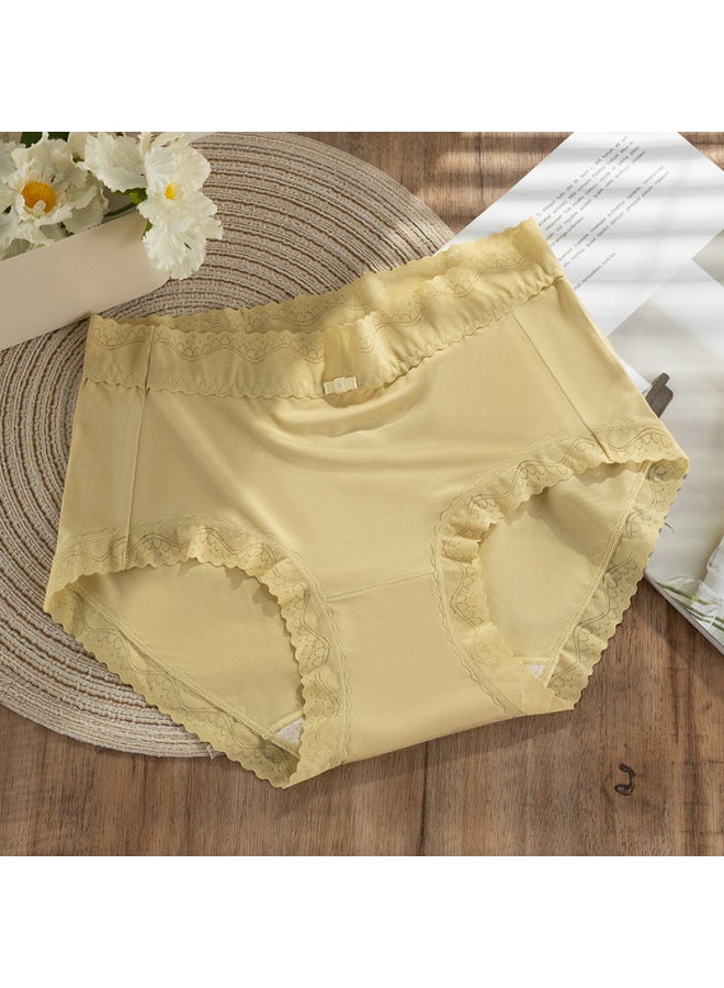 White Moonlight~ Women's Silk Gusset Underwear, Mid-rise Seamless Triangle Panties Lace Trim Women's Underwear - Image 1