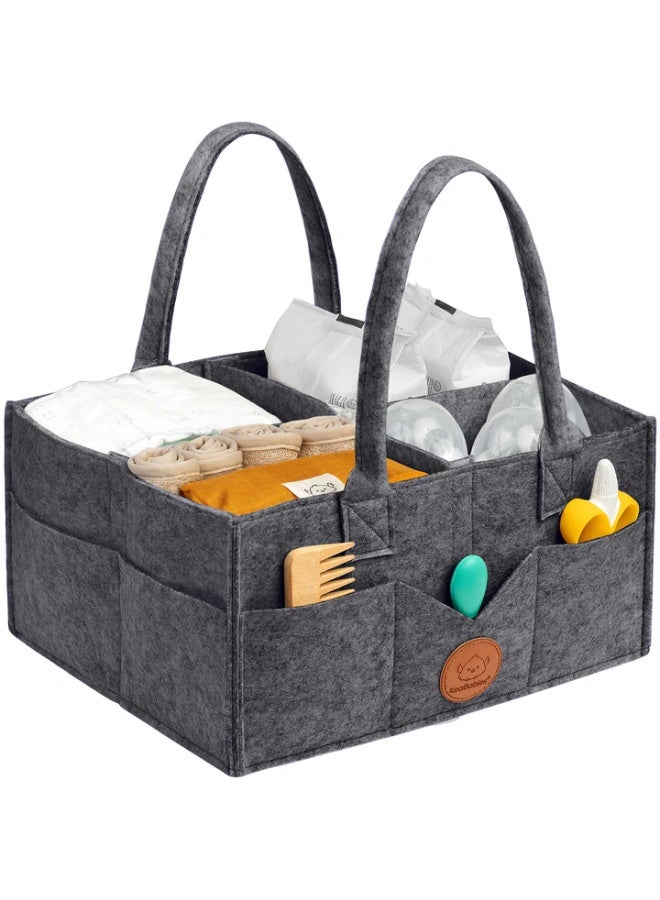KeaBabies Original 2.0 Diaper Caddy, Nursery Organizer, Storage Basket, Mystic Gray - Image 1