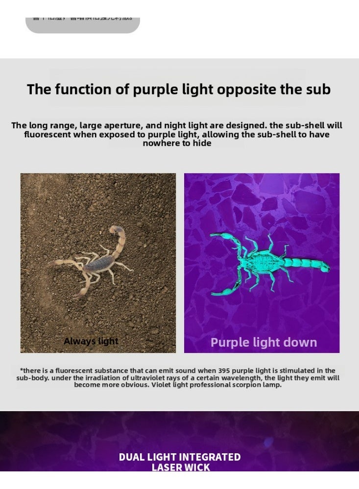 Rechargeable headlamp with high lumen, super bright LED headlamp with motion sensor, 2 light colors, white can be used for lighting, purple can let you quickly find scorpions hiding around you, 125° adjustable, variable zoom, suitable for adults, camping, cycling, running - Image 3