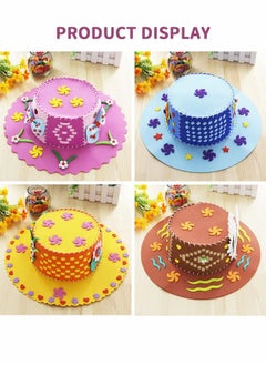 GROIC 4-pack Hat Kit, Diy Hand Knitted Hats, Sewing Kits for Kids Educational Toys, Handcraft Material Packs, Sewing Crafts for Kids  - Image 4