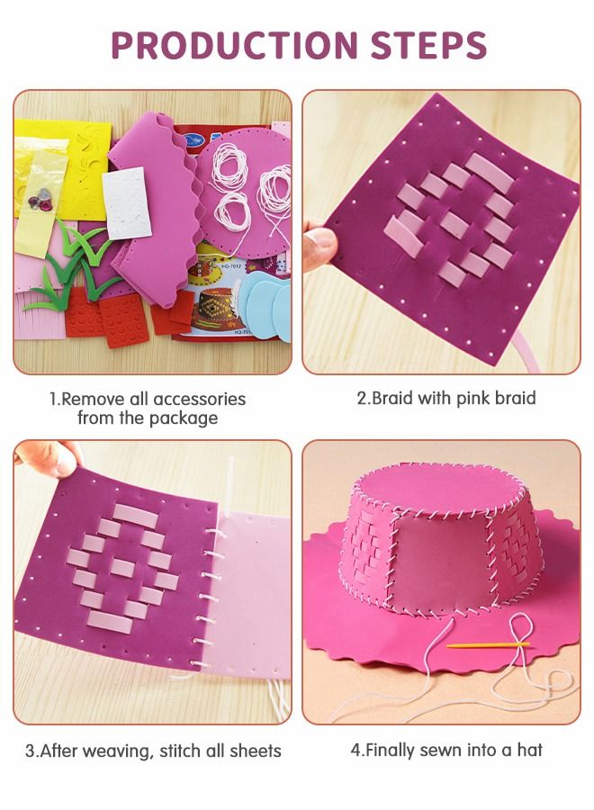 GROIC 4-pack Hat Kit, Diy Hand Knitted Hats, Sewing Kits for Kids Educational Toys, Handcraft Material Packs, Sewing Crafts for Kids - Image 2