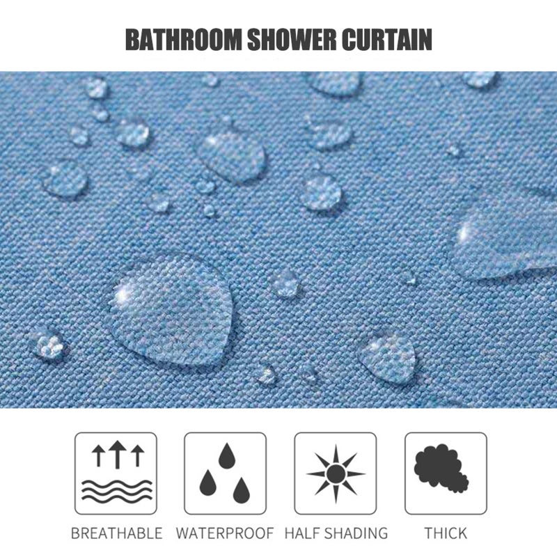ستارة دش صلبة مقاس 6 × 6 قدمًا مع 12 حلقة معدنية ومقابضها، ستارة حمام مائية مقاومة، ستارة حوض استحمام مزينة مع رصاص في الأسفل، ستارة حمام قابلة للغسيل بالماكنة - Image 3
