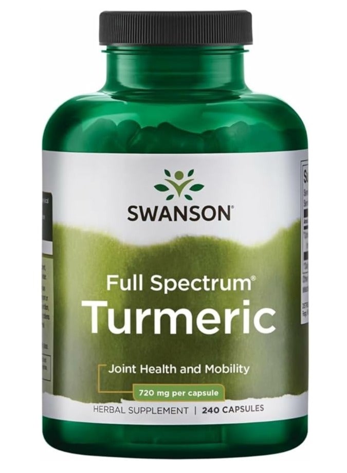 سوانسون كركم 720 ملغ – مكمل غذائي مضاد للأكسدة لدعم صحة المفاصل، القلب، الكبد، المزاج والذاكرة – 240 كبسولة - Image 1