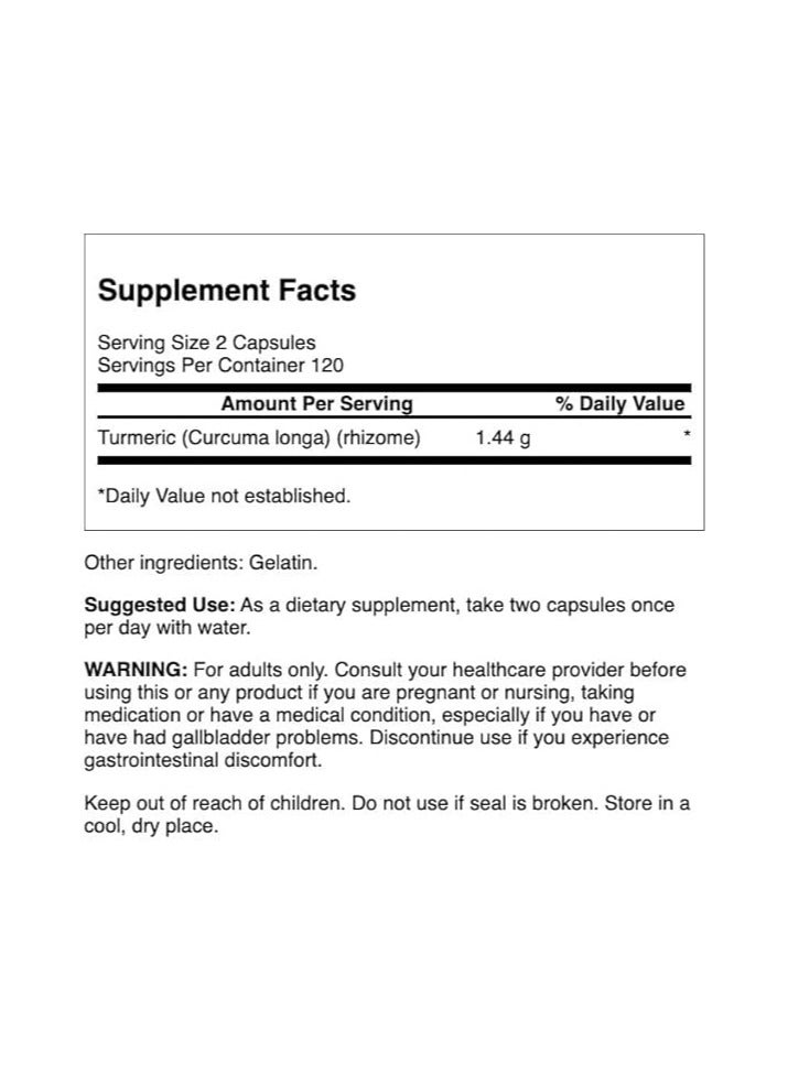 سوانسون كركم 720 ملغ – مكمل غذائي مضاد للأكسدة لدعم صحة المفاصل، القلب، الكبد، المزاج والذاكرة – 240 كبسولة - Image 2