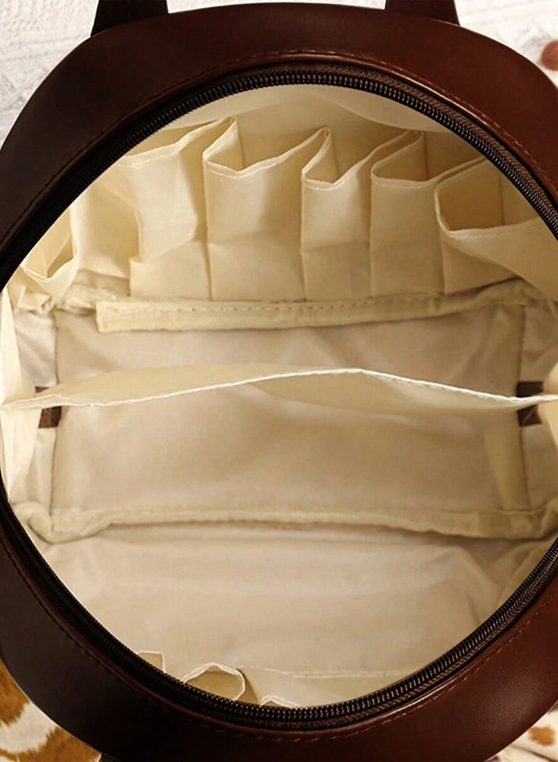 Generic 1pc Large Capacity Pu Seashell Shaped Makeup Bag, Portable Travel Cosmetic Toiletry Bag, Hand-Held Storage Bag For Travel Storage Bag,Makeup Bag,Cosmetic Bag,Vacation Organizer,Large Capacity Makeup Organizer Makeup Case, For Lipstick, Brush, Skincare, Mobile Phone, Coin, Small Items, For Home,Gift,Vacation And Festival Halloween Christmas Multifunctional Use,Boho Vibes - Image 2