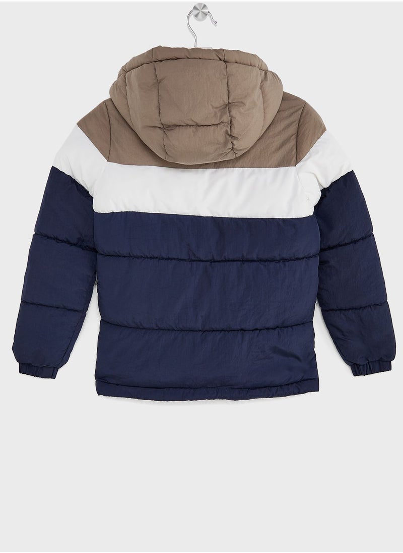 Jack & Jones Junior - Youth Color Block Puffer Jacket - Image 1