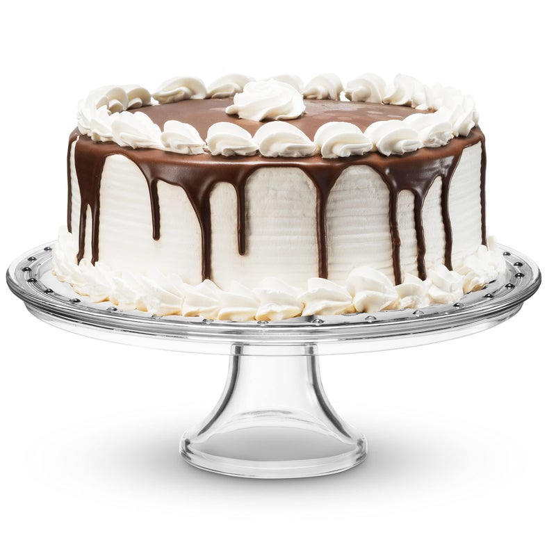 Godinger Cake Stand Crystal Glass Footed Cake Plate Serving Platter  Made in Italy