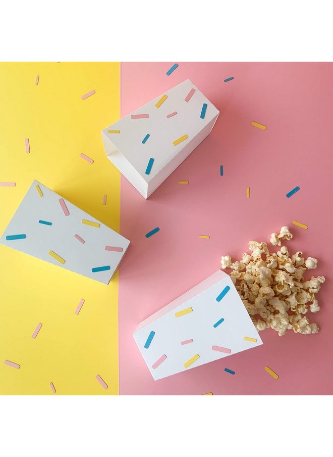 Pinfliers Pinfliers Icecream Theme Paper Popcorn Boxes, A Set of 10 Pieces, White, Blue, Yellow and Pink  - Image 1