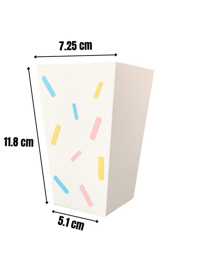 Pinfliers Pinfliers Icecream Theme Paper Popcorn Boxes, A Set of 10 Pieces, White, Blue, Yellow and Pink  - Image 3