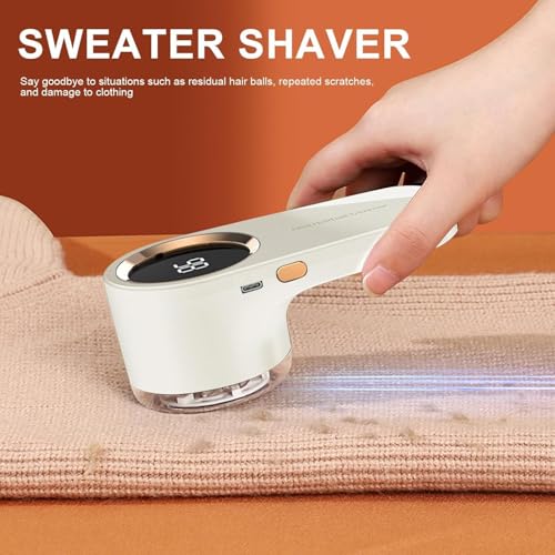 FLYNGO Electric Lint Remover for Clothes Rechargeable Cordless, Portable, Powerful Fabric Lint Shaver for Woolen Sweaters, Blankets, Jackets, Burr Pill Remover from Carpets, Curtains (Beige) - Image 3