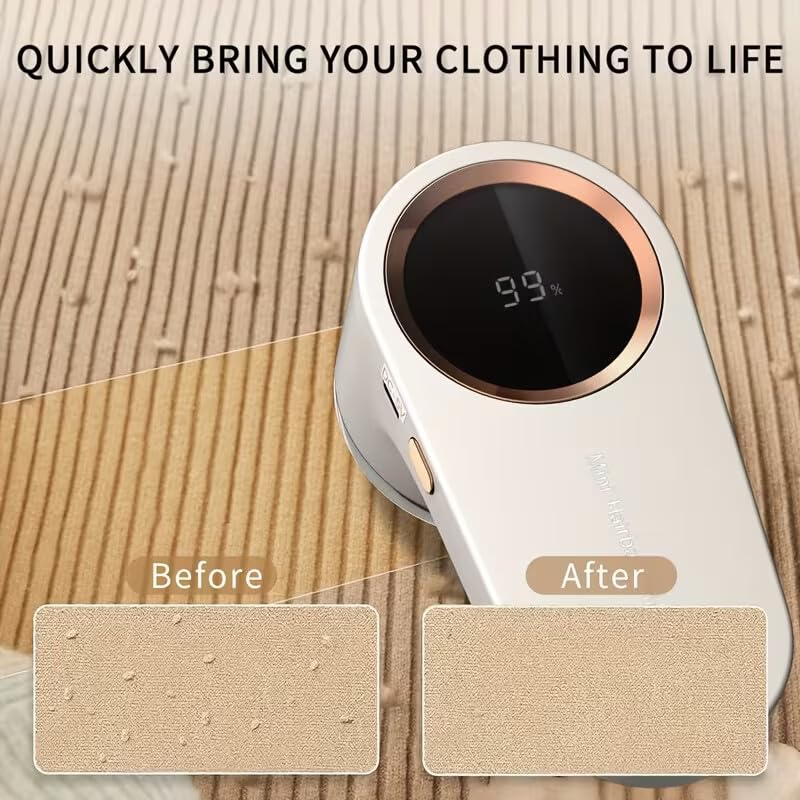 FLYNGO Electric Lint Remover for Clothes Rechargeable Cordless, Portable, Powerful Fabric Lint Shaver for Woolen Sweaters, Blankets, Jackets, Burr Pill Remover from Carpets, Curtains (Beige) - Image 4