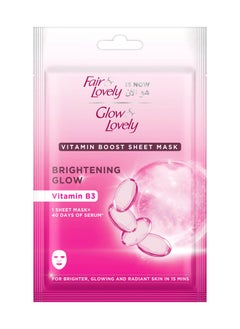 Glow & Lovely Vitamin Boost Sheet Mask For Radiant Skin Brightening Glow 20g  - Image 2