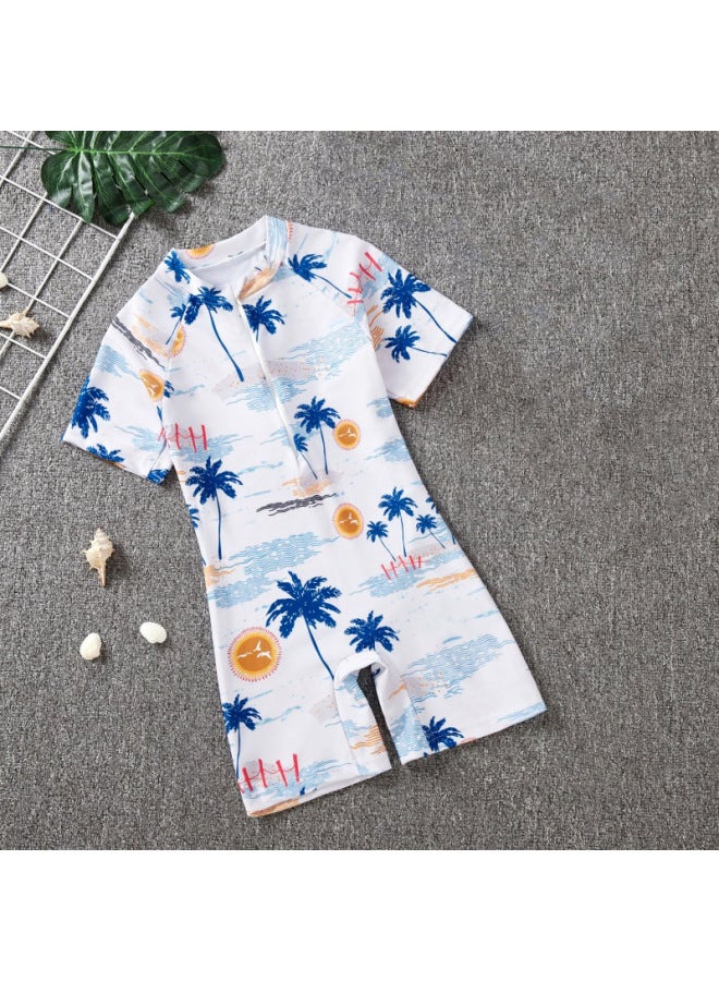 Generic Summer Children's Swimwear Girls' Small And Medium-sized Children's Swimwear Swimwear Cartoon Boys' Short-sleeved Suit-Color:9802#Swimsuit-Size:XXL 120-130CM  - Image 1