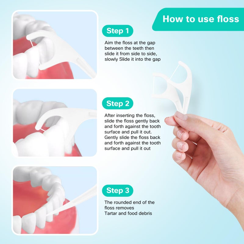 COCOBURI 50 Count Individually Wrapped Dental Floss Picks-Oral Care Flossers for Adults- Floss Singles Bag- Travel Hotel Restaurant Office Car Dental Floss - Image 3