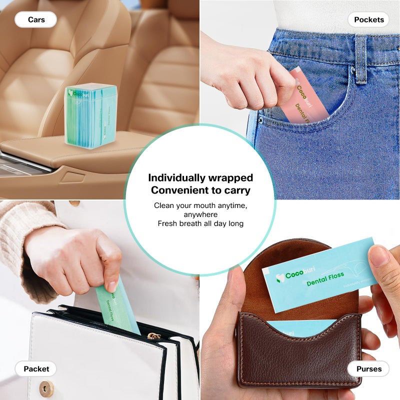 COCOBURI 50 Count Individually Wrapped Dental Floss Picks-Oral Care Flossers for Adults- Floss Singles Bag- Travel Hotel Restaurant Office Car Dental Floss - Image 5