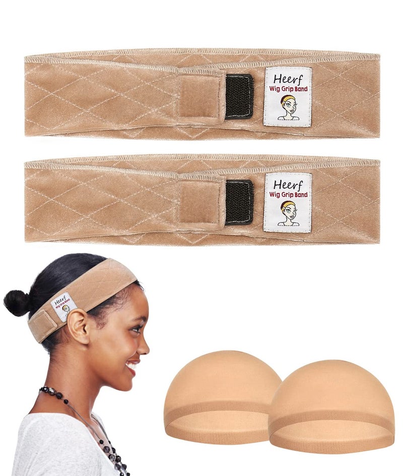 Heerf Adjustable Velvet Wig Grip Comfort Band, Wig Liner Headband, Headband Holder for Wigs for Men Women 2 Pack - Image 1