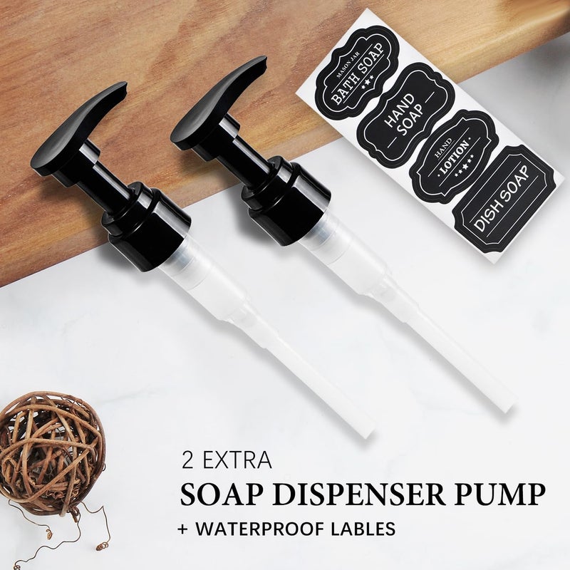 Amolliar Plastic Mason Jar Soap Dispenser with Pump Lid,16OZ Refillable BPA-Free Hand Soap Dispenser Set with Cute Lables - Farmhouse Decor for Kitchen/Bathroom,Liquid Soap,Dish Soap, Lotion (2 Pack) - Image 3
