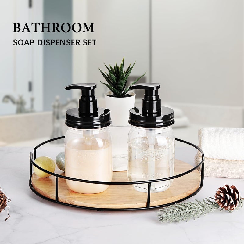Amolliar Plastic Mason Jar Soap Dispenser with Pump Lid,16OZ Refillable BPA-Free Hand Soap Dispenser Set with Cute Lables - Farmhouse Decor for Kitchen/Bathroom,Liquid Soap,Dish Soap, Lotion (2 Pack) - Image 4