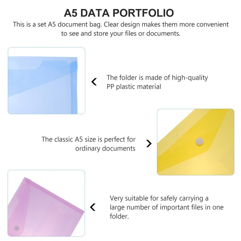 30 Pcs A5 Document Envelope Organizer With Clear Top Snap Button Closure Reusable File Holder For Home Office School Storage Multicolor - Image 4