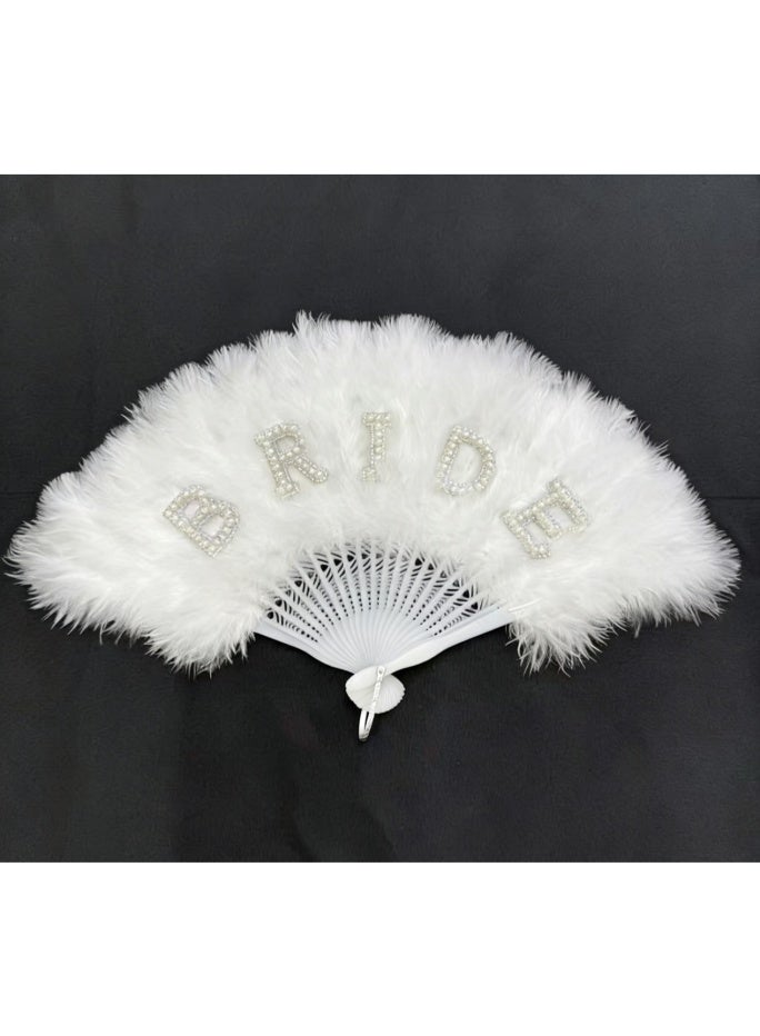 Bride Feather Fan White Elegant Bridal Wedding Accessory - Bachlorette Gift - Image 4
