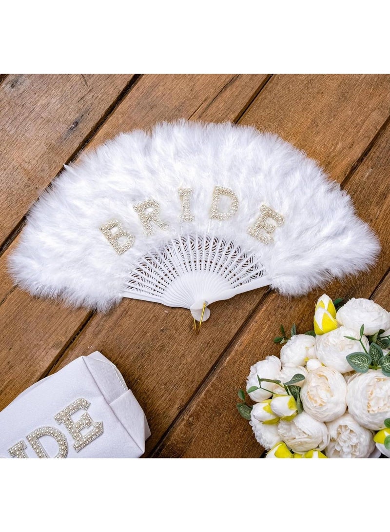 Bride Feather Fan White Elegant Bridal Wedding Accessory - Bachlorette Gift - Image 3