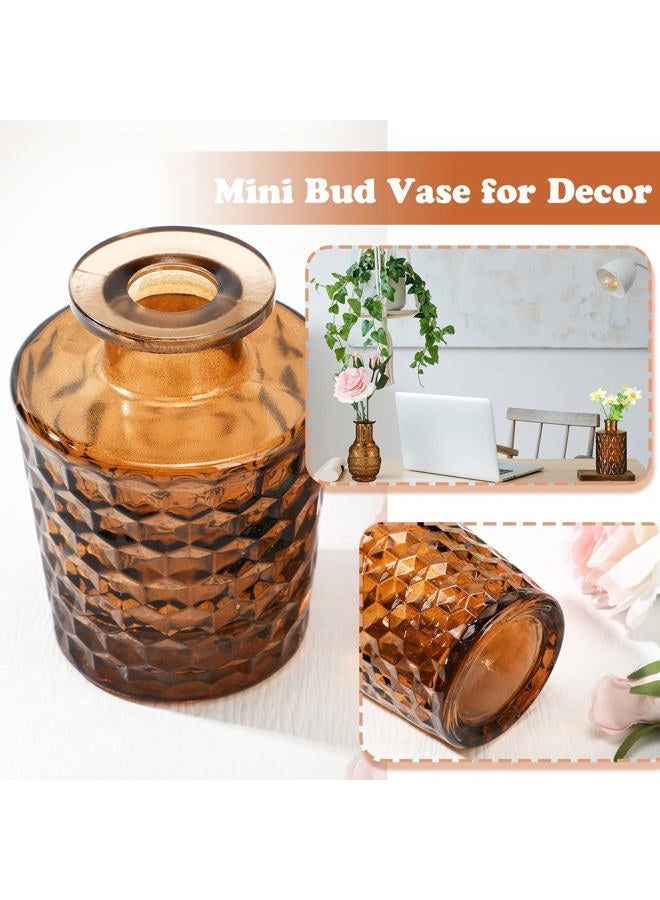 Inbagi 20 Pcs Glass Bud Vase Set Small Vintage Flower Vase in Bulk for Centerpieces Rustic Decorative Glass for Wedding Table Home Christmas Decoration (Dark Amber) - Image 4