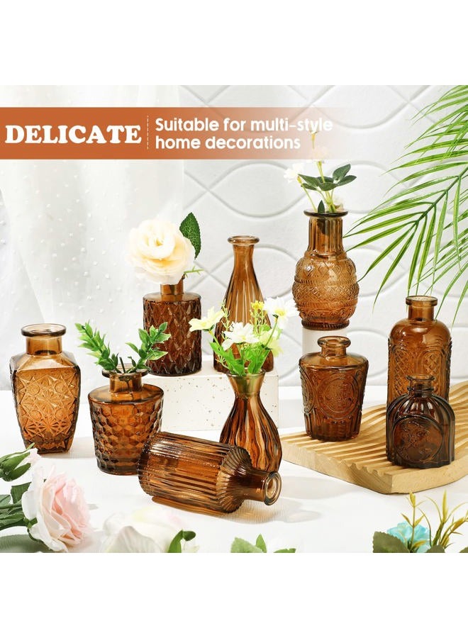 Inbagi 20 Pcs Glass Bud Vase Set Small Vintage Flower Vase in Bulk for Centerpieces Rustic Decorative Glass for Wedding Table Home Christmas Decoration (Dark Amber) - Image 3