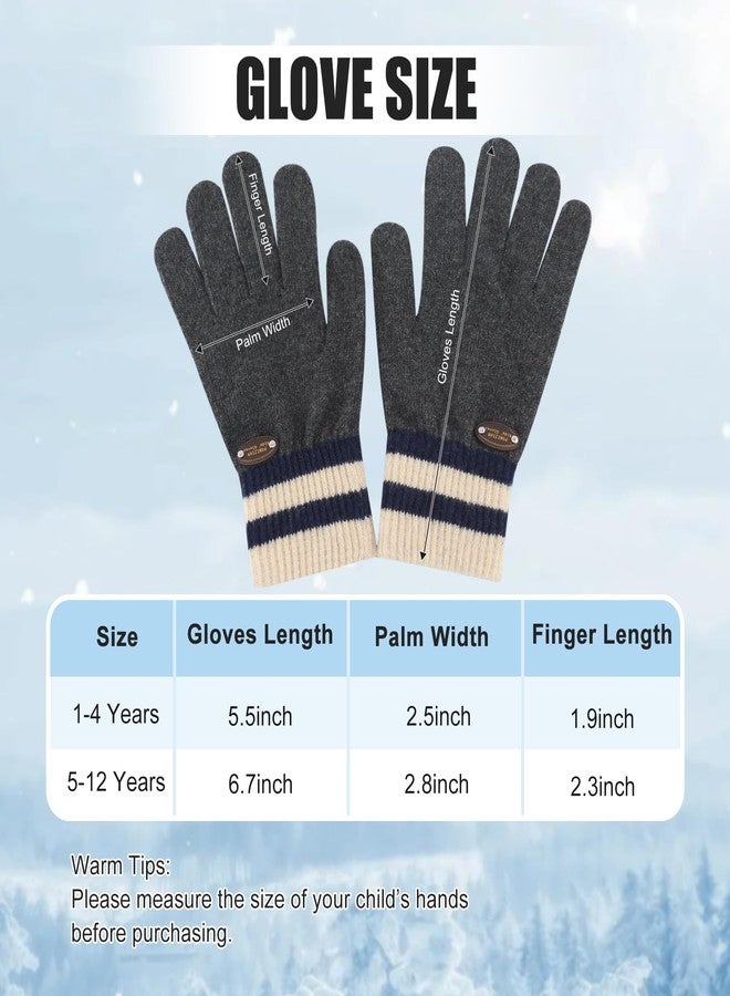 POMIJIAN Kids Knit Gloves Boys Winter Warm Gloves Girl Stretchy Soft Glove Toddler Full Finger Mittens for Children (6 Pairs-3 Black/3 Dark gray, 1-4T) - Image 5