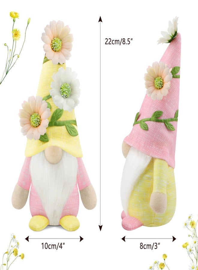 Gehydy Set of 3 Spring Gnomes Decoration Easter Flowers Gnome Handmade Decor for Home Kitchen Tiered Tray - Image 2