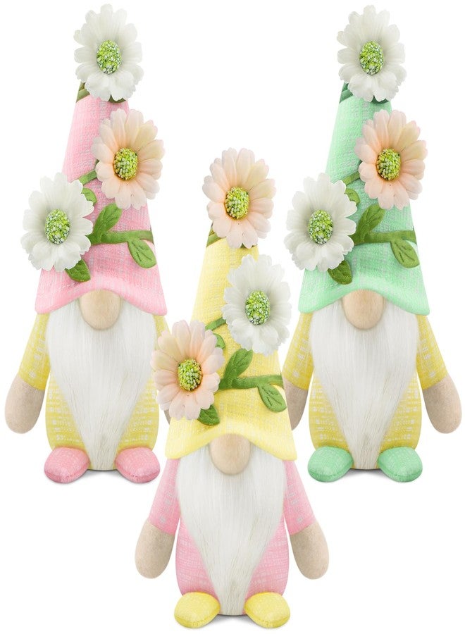 Gehydy Set of 3 Spring Gnomes Decoration Easter Flowers Gnome Handmade Decor for Home Kitchen Tiered Tray - Image 1