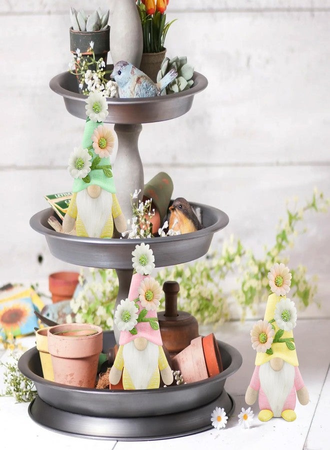 Gehydy Set of 3 Spring Gnomes Decoration Easter Flowers Gnome Handmade Decor for Home Kitchen Tiered Tray - Image 4