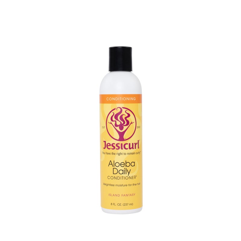 Jessicurl, Aloeba Daily Conditioner for Curly Hair, Island Fantasy, 8 Fl oz. Leave in Conditioner and Hair Detangler for Fine Hair