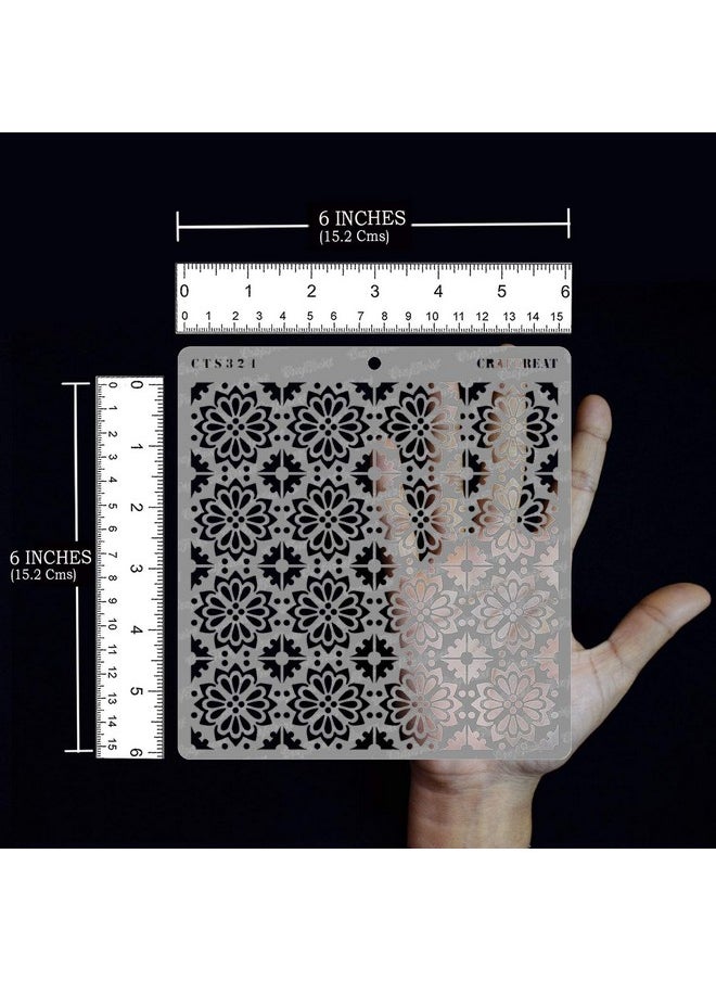 CrafTreat Tile Pattern Stencils For Painting On Wood Wall Tile Canvas Paper Fabric And Floor Tile Flowers Small Stencil 6X6 Inches Reusable Diy Art And Craft Stencils Pattern For Painting  - Image 3