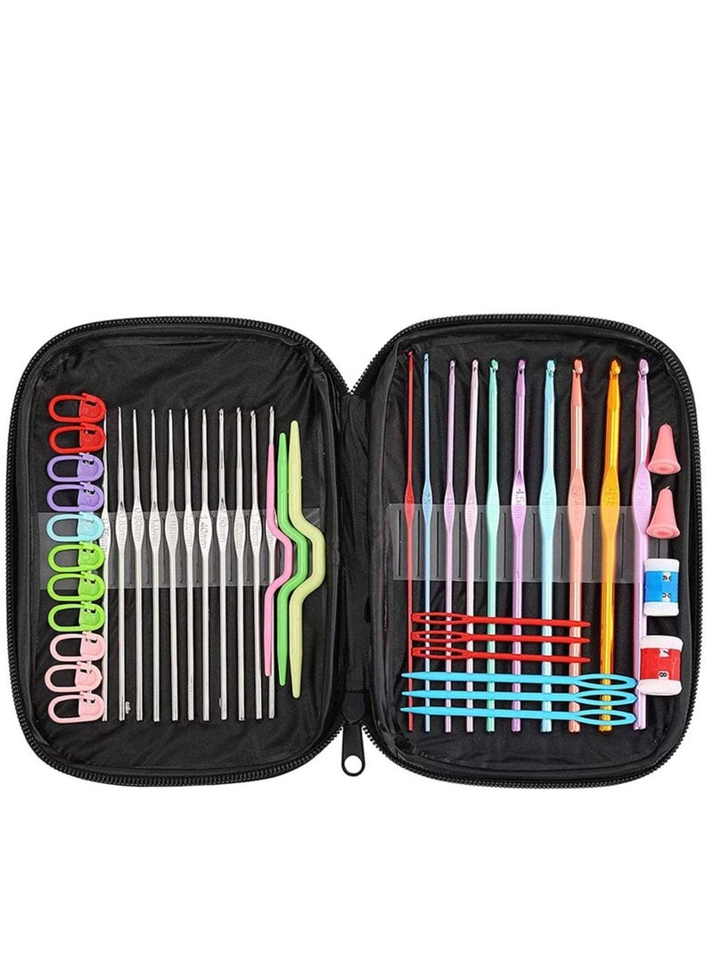 KASTWAVE Knitting Crochet Hooks Sets Metal - Multicolor Aluminium Needles Kit Set with 100 pcs Knitting Accessories Sewing Tools for Household Handmade Crafts for Crocheting Beginner - Image 2
