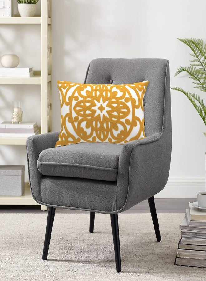 Alysheer غطاء وسادة زخرفية مزخرفة من أليشير 12"x 20"، نمط تطريز ماندالا الكلاسيكي من القطن، غطاء وسادة مستطيل للكنبة في غرفة المعيشة أو غرفة النوم (أصفر خردلي) - Image 4