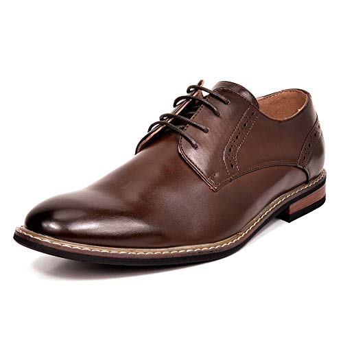 Bruno Marc Mens Leather Lined Dress Shoes, Dark Brown - 8 (Oxford) - Image 1