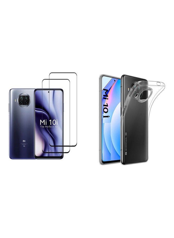NIBEMINENT 2-Piece Tempered Glass Screen Protectors With Case Cover For Xiaomi Mi 10i Black/Clear - Image 1