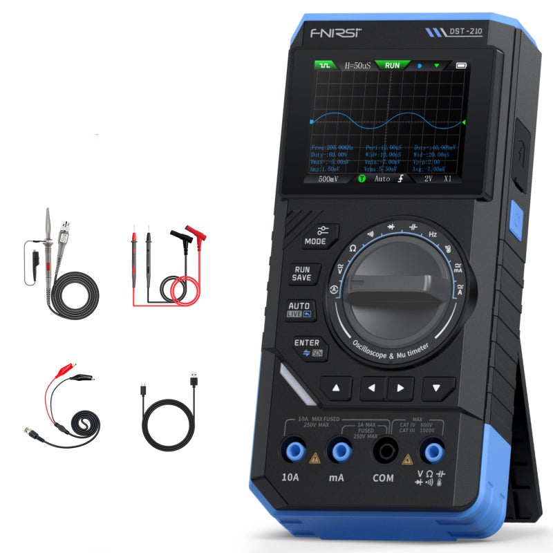 مقياس متعدد الأغراض رقمي ثلاثي الوظائف FNIRSI DST-210 ومقياس التذبذب ومصدر الإشارة 19999 عدادة وعرض نطاق ترددي 10 ميجاهيرتز ومعدل أخذ العينات 48 ميجا عينة في الثانية - أداة كهربائية محمولة - Image 1