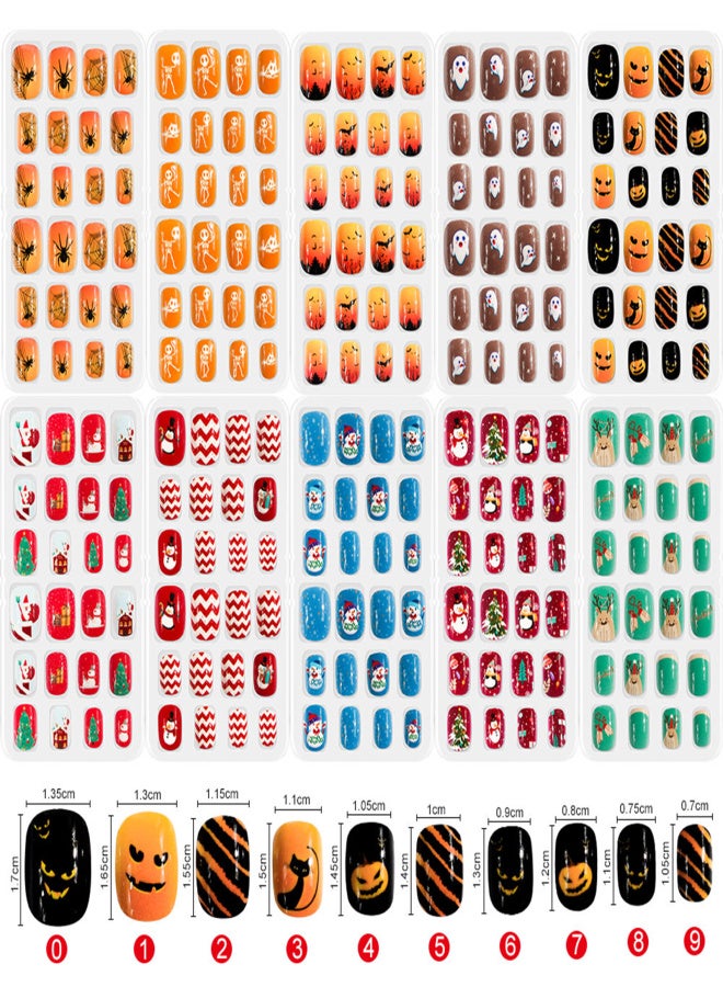 دوبورك مجموعة من 120 قطعة من أطراف الأظافر اللاصقة اللطيفة، أظافر صناعية سهلة التركيب للأطفال، مثالية لتزيين الأظافر بأنفسهم، هدية رائعة للأطفال - Image 2