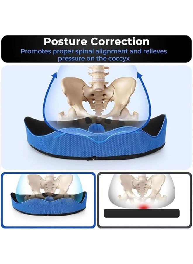 وسادة مقعد تقويمية لكرسي المكتب من إسفنج الذاكرة - لتخفيف آلام عرق النسا والظهر - دعم قوي للاستخدام الطويل في المكتب والسيارة - Image 5