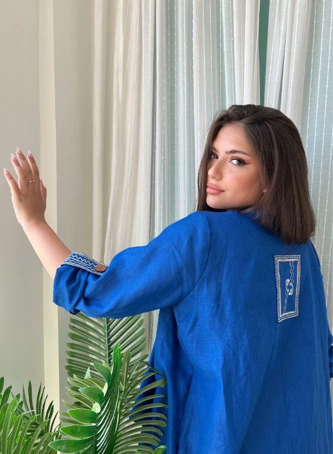 ذا انتايتيلد بروجكت طقم عباية وشال سمك كوي أزرق