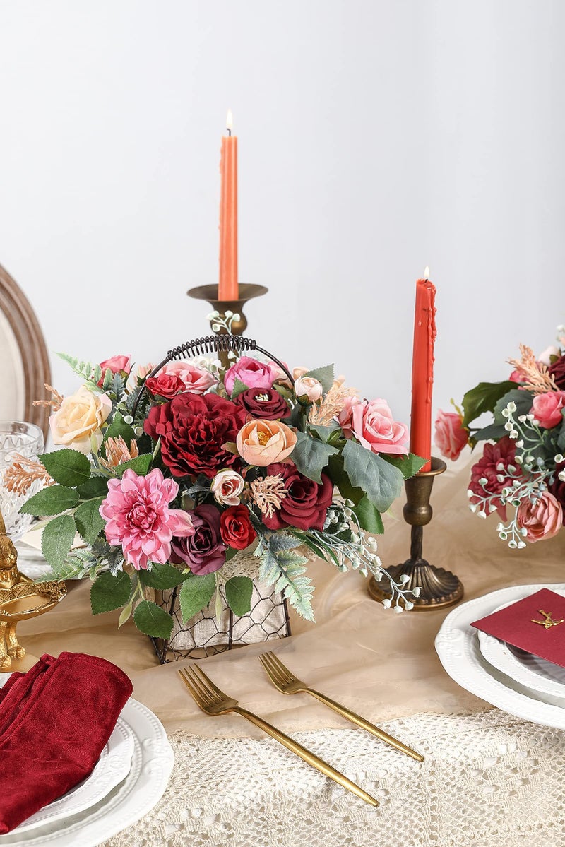 Serra Flora Artificial Flowers Combo Box Set Faux Flowers Bulk Flower Leaf with Stems for DIY Wedding Bouquets Centerpieces Baby Shower Party Home Decorations- (Burgundy Pink) - Image 5