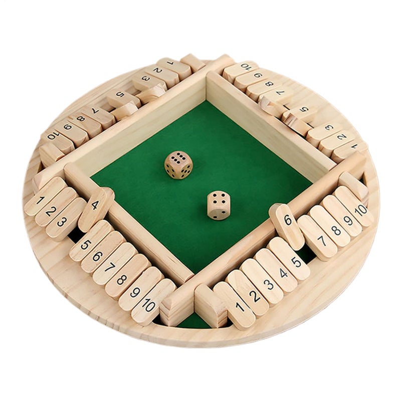 Monochrome Disc With Coloured Lid Shut The Box Dice Game Wooden Board Math Educational Fun Portable - Image 2