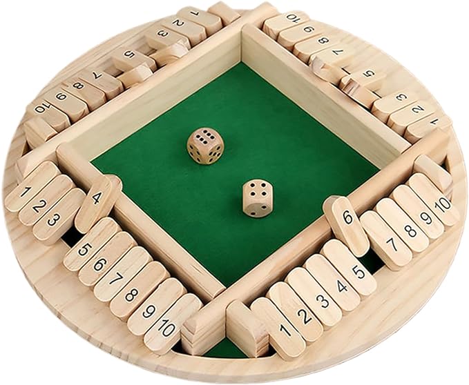 Monochrome Disc With Coloured Lid Shut The Box Dice Game Wooden Board Math Educational Fun Portable - Image 1