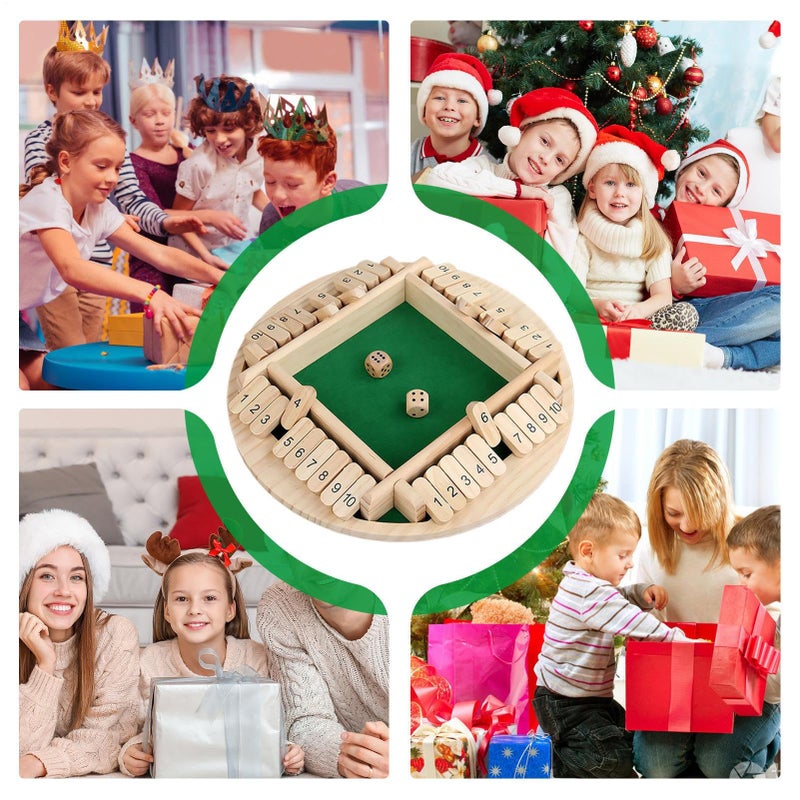 Monochrome Disc With Coloured Lid Shut The Box Dice Game Wooden Board Math Educational Fun Portable - Image 5