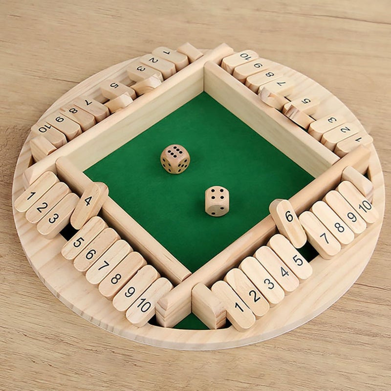 Monochrome Disc With Coloured Lid Shut The Box Dice Game Wooden Board Math Educational Fun Portable - Image 4