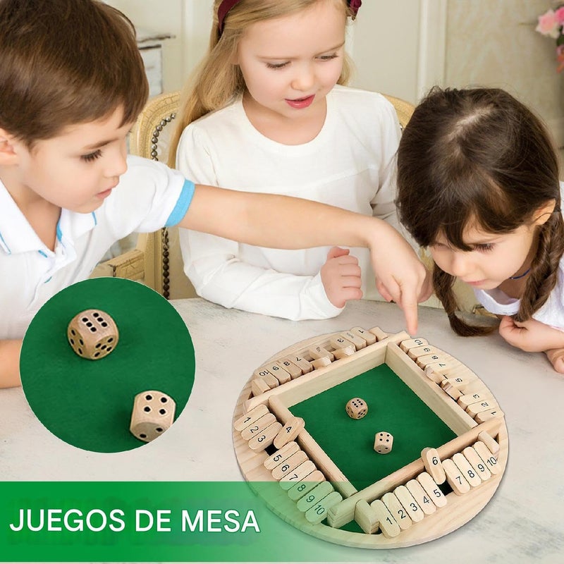 Monochrome Disc With Coloured Lid Shut The Box Dice Game Wooden Board Math Educational Fun Portable - Image 3