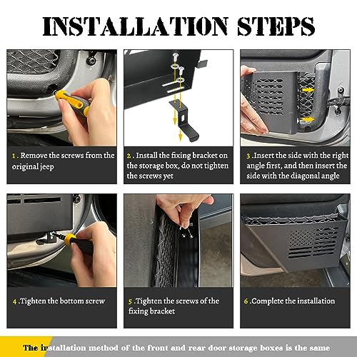 DXGTOZA Door Pockets Storage Compatible with 20072018 Jeep Wrangler JK JKU 4 Door Metal Side Insert Organizer Box Replace Sagging Net - Image 3