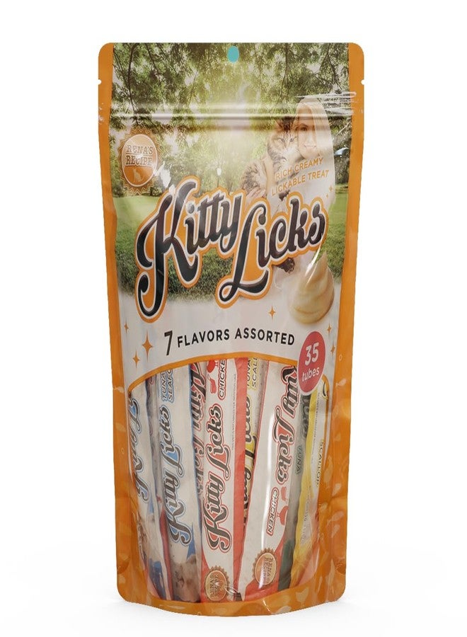 Rena Kitty Licks Creamy Lickable Cat Treats for All Life Stages, with 7 Assorted Flavours (Pack of 30 Tubes X 15g) - Image 1
